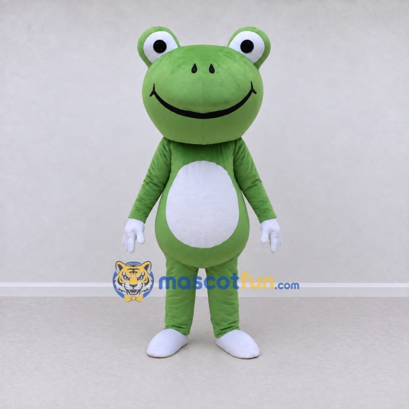 Custom Green and White Frog Character Mascot Costume Adult Full Body Suit for School Events Custom Green and White Frog Character Mascot Costume Adult Full Body Suit for School Events