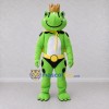 Custom Green and Yellow Frog King with a Cape Mascot Costume Adult Full Body Suit for Theme Parties