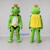 Custom Green and Yellow Frog King with a Cape Mascot Costume Adult Full Body Suit for Theme Parties