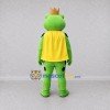 Custom Green and Yellow Frog King with a Cape Mascot Costume Adult Full Body Suit for Theme Parties