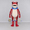 Custom Red and Black Spotted Frog with a Scarf Mascot Costume Adult Full Body Suit for School Events Custom Red and Black Spotted Frog with a Scarf Mascot Costume Adult Full Body Suit for School Events