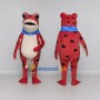 Custom Red and Black Spotted Frog with a Scarf Mascot Costume Adult Full Body Suit for School Events