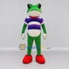 Custom Green and Purple Frog in a Striped Shirt Mascot Costume Adult Full Body Suit for School Events Custom Green and Purple Frog in a Striped Shirt Mascot Costume Adult Full Body Suit for School Events