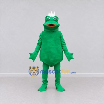 Custom Green and White Frog King Character Mascot Costume Adult Full Body Suit for Theme Parties