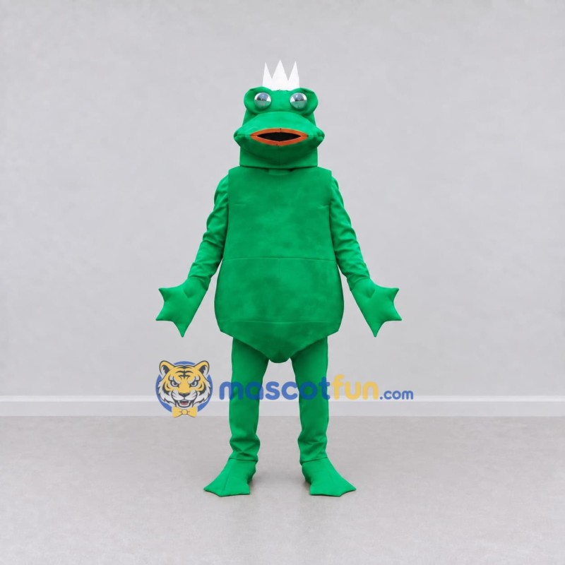 Custom Green and White Frog King Character Mascot Costume Adult Full Body Suit for Theme Parties Custom Green and White Frog King Character Mascot Costume Adult Full Body Suit for Theme Parties