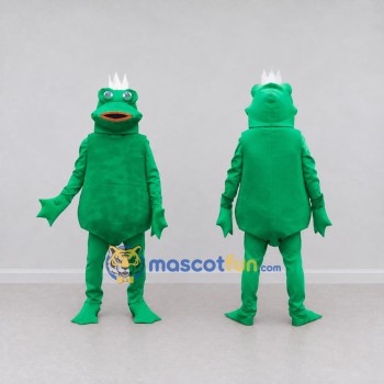 Custom Green and White Frog King Character Mascot Costume Adult Full Body Suit for Theme Parties