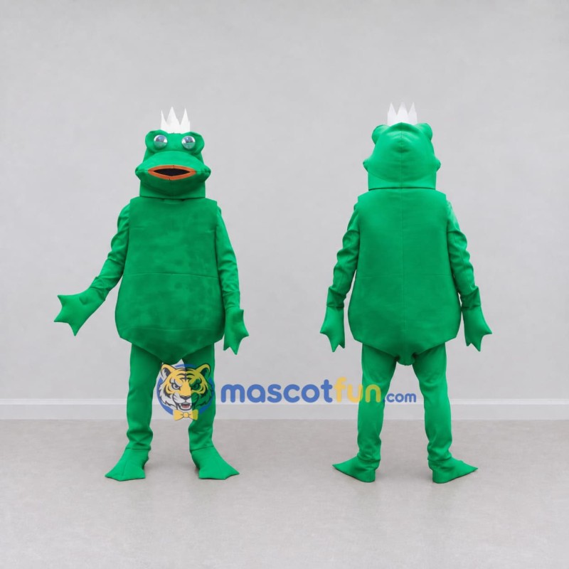 Custom Green and White Frog King Character Mascot Costume Adult Full Body Suit for Theme Parties Custom Green and White Frog King Character Mascot Costume Adult Full Body Suit for Theme Parties