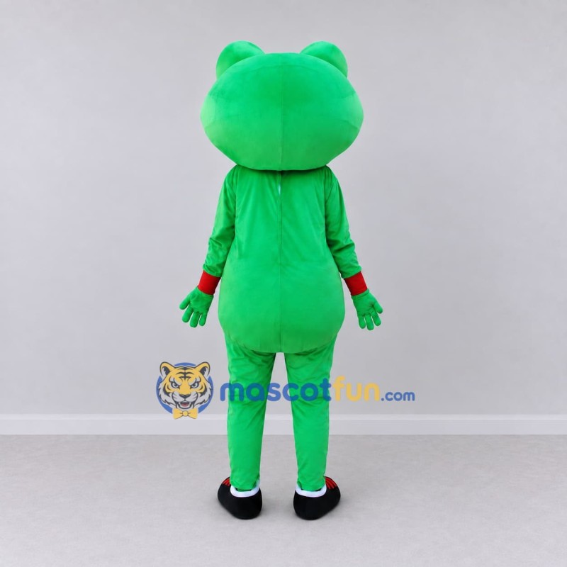 Custom Green and White Frog Character with Sneakers Mascot Costume Adult Full Body Suit for School Events Custom Green and White Frog Character with Sneakers Mascot Costume Adult Full Body Suit for School Events