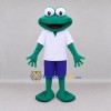 Custom Teal and White Frog in a Shirt and Shorts Mascot Costume Adult Full Body Suit for School Events Custom Teal and White Frog in a Shirt and Shorts Mascot Costume Adult Full Body Suit for School Events