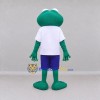Custom Teal and White Frog in a Shirt and Shorts Mascot Costume Adult Full Body Suit for School Events Custom Teal and White Frog in a Shirt and Shorts Mascot Costume Adult Full Body Suit for School Events