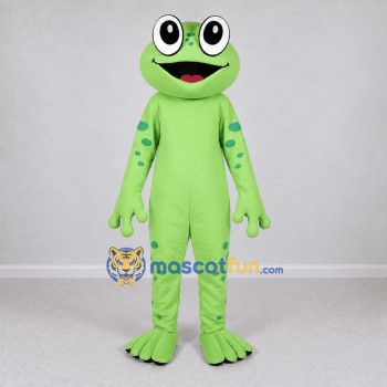 Custom Light Green Spotted Frog Character Mascot Costume Adult Full Body Suit for School Events Custom Light Green Spotted Frog Character Mascot Costume Adult Full Body Suit for School Events