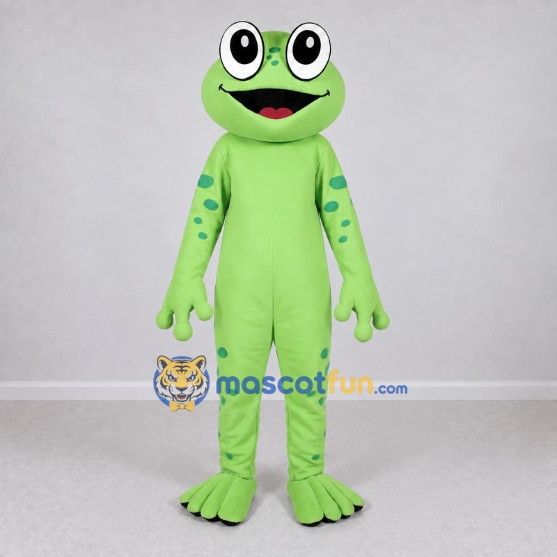 Custom Light Green Spotted Frog Character Mascot Costume Adult Full Body Suit for School Events Custom Light Green Spotted Frog Character Mascot Costume Adult Full Body Suit for School Events