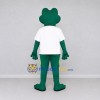 Custom Dark Green and White Frog in a Shirt Mascot Costume Adult Full Body Suit for School Events