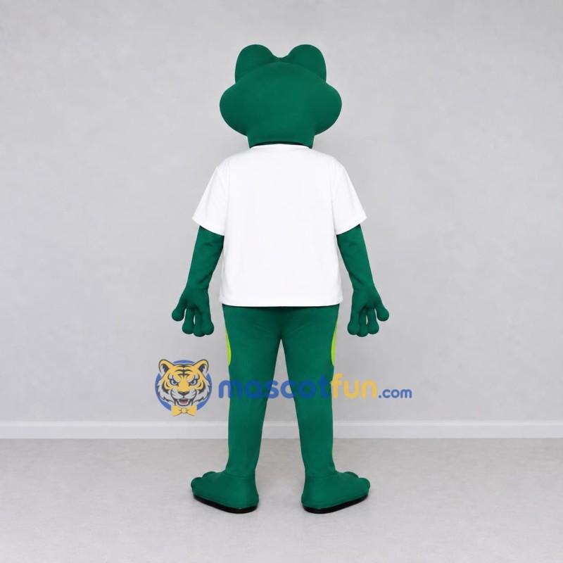 Custom Dark Green and White Frog in a Shirt Mascot Costume Adult Full Body Suit for School Events