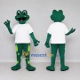 Custom Dark Green and White Frog in a Shirt Mascot Costume Adult Full Body Suit for School Events