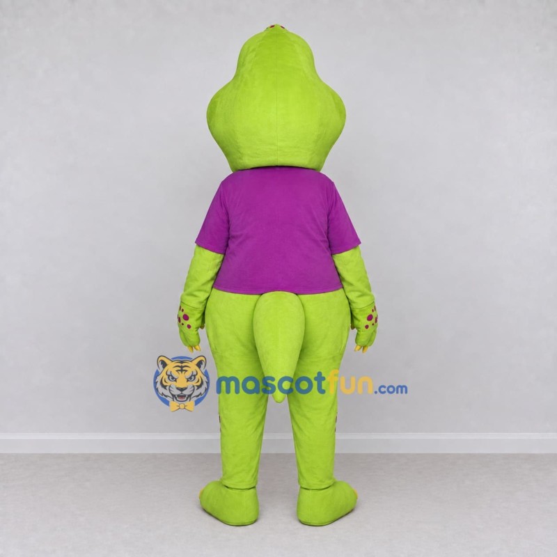 Custom Green and Purple Frog Character in a Shirt Mascot Costume Adult Full Body Suit for School Events Custom Green and Purple Frog Character in a Shirt Mascot Costume Adult Full Body Suit for School Events