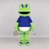 Custom Light Green and Blue Frog Character in a Shirt Mascot Costume Adult Full Body Suit for School Events Custom Light Green and Blue Frog Character in a Shirt Mascot Costume Adult Full Body Suit for School Events