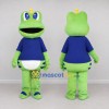 Custom Light Green and Blue Frog Character in a Shirt Mascot Costume Adult Full Body Suit for School Events Custom Light Green and Blue Frog Character in a Shirt Mascot Costume Adult Full Body Suit for School Events
