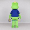 Custom Light Green and Blue Frog Character in a Shirt Mascot Costume Adult Full Body Suit for School Events Custom Light Green and Blue Frog Character in a Shirt Mascot Costume Adult Full Body Suit for School Events