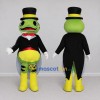 Custom Green and Black Frog in a Top Hat and Tailcoat Mascot Costume Adult Full Body Suit for Theme Parties Custom Green and Black Frog in a Top Hat and Tailcoat Mascot Costume Adult Full Body Suit for Theme Parties