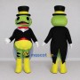 Custom Green and Black Frog in a Top Hat and Tailcoat Mascot Costume Adult Full Body Suit for Theme Parties