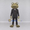 Custom Olive Green and Black Frog in a Suit Mascot Costume Adult Full Body Suit for Theme Parties
