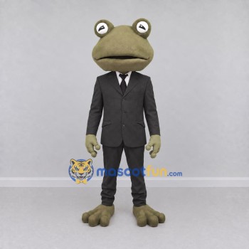 Custom Olive Green and Black Frog in a Suit Mascot Costume Adult Full Body Suit for Theme Parties Custom Olive Green and Black Frog in a Suit Mascot Costume Adult Full Body Suit for Theme Parties