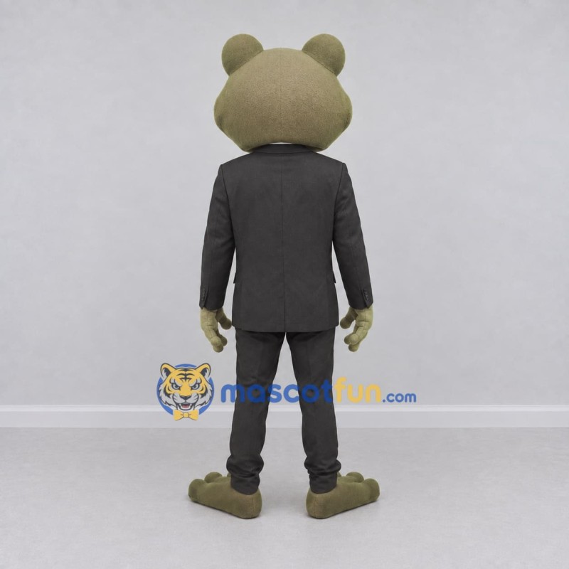 Custom Olive Green and Black Frog in a Suit Mascot Costume Adult Full Body Suit for Theme Parties