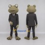 Custom Olive Green and Black Frog in a Suit Mascot Costume Adult Full Body Suit for Theme Parties