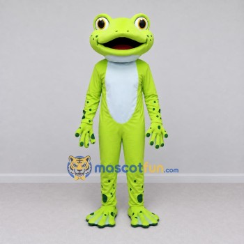 Custom Light Green and White Spotted Frog Mascot Costume Adult Full Body Suit for Wildlife Events