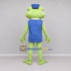 Custom Light Green and Blue Frog in a Vest and Hat Mascot Costume Adult Full Body Suit for Theme Parties Custom Light Green and Blue Frog in a Vest and Hat Mascot Costume Adult Full Body Suit for Theme Parties