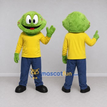 Custom Green and Yellow Furry Monster Character in Casual Clothes Mascot Costume Adult Full Body Suit for Theme Parties