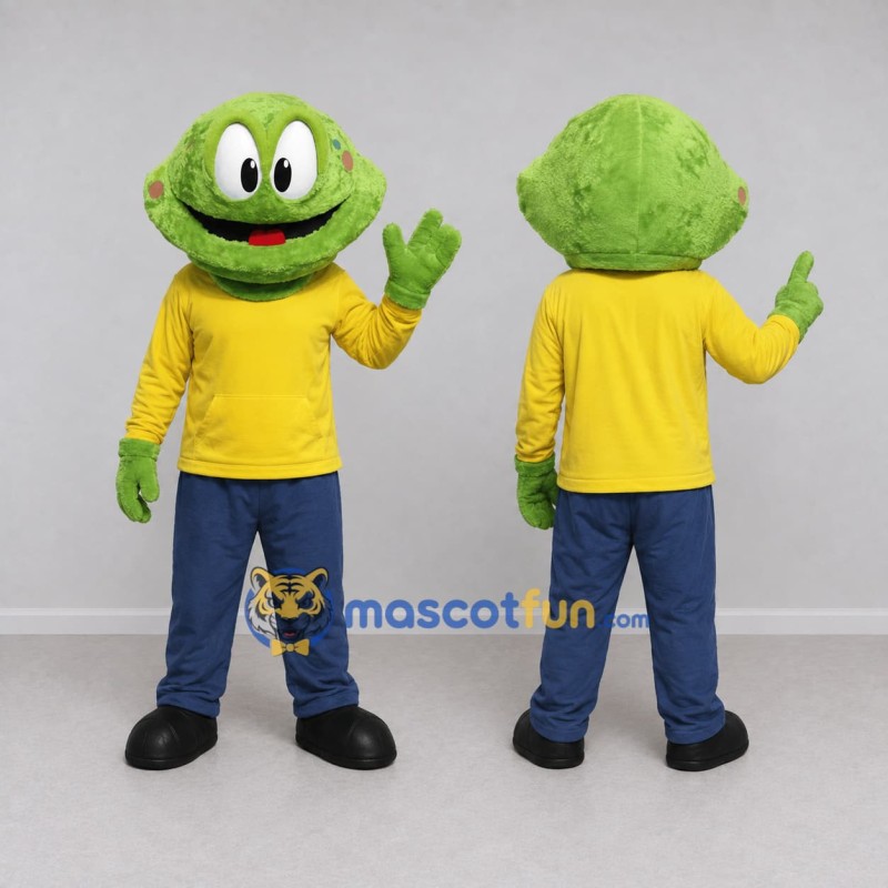 Custom Green and Yellow Furry Monster Character in Casual Clothes Mascot Costume Adult Full Body Suit for Theme Parties Custom Green and Yellow Furry Monster Character in Casual Clothes Mascot Costume Adult Full Body Suit for Theme Parties
