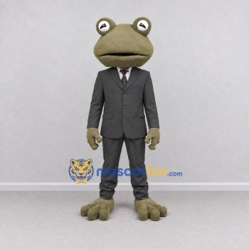 Custom Olive Green and Black Frog in a Suit Mascot Costume Adult Full Body Suit for Theme Parties Custom Olive Green and Black Frog in a Suit Mascot Costume Adult Full Body Suit for Theme Parties