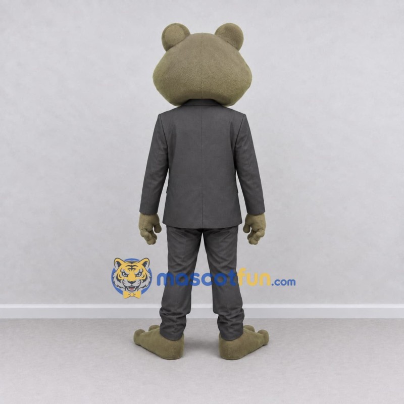 Custom Olive Green and Black Frog in a Suit Mascot Costume Adult Full Body Suit for Theme Parties