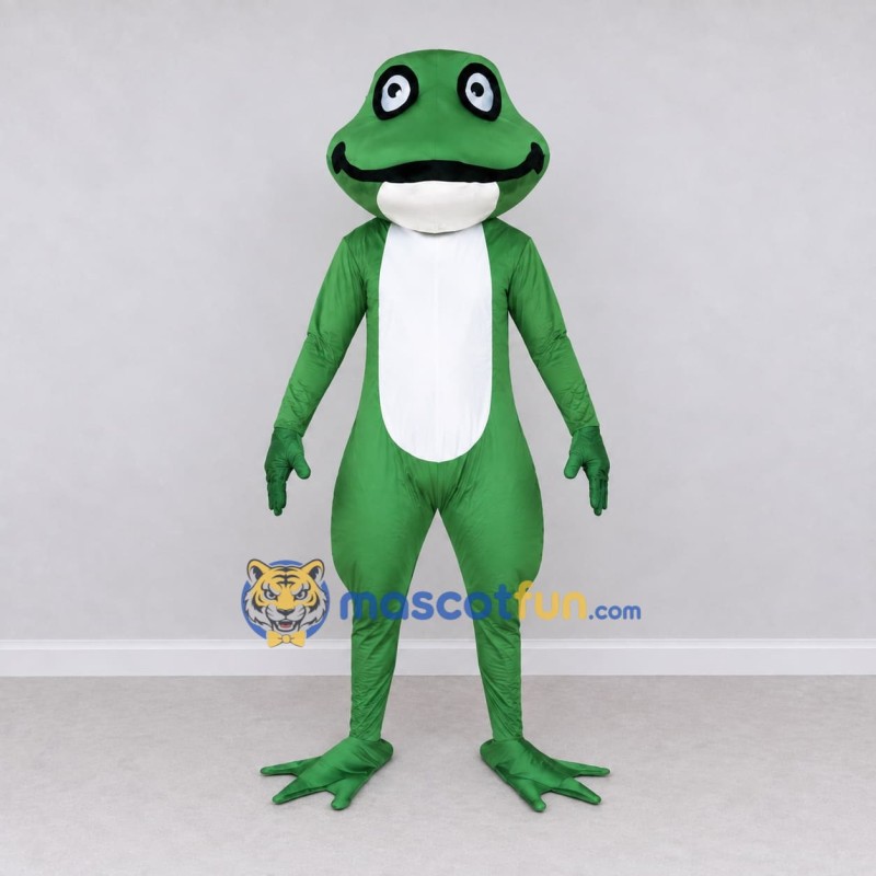 Custom Green and White Frog Mascot Costume Adult Full Body Suit for School Events Custom Green and White Frog Mascot Costume Adult Full Body Suit for School Events
