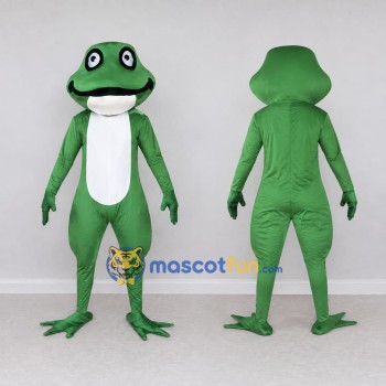 Custom Green and White Frog Mascot Costume Adult Full Body Suit for School Events