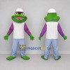 Custom Green and Purple Frog in Casual Clothes Mascot Costume Adult Full Body Suit for School Events Custom Green and Purple Frog in Casual Clothes Mascot Costume Adult Full Body Suit for School Events