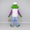 Custom Green and Purple Frog in Casual Clothes Mascot Costume Adult Full Body Suit for School Events Custom Green and Purple Frog in Casual Clothes Mascot Costume Adult Full Body Suit for School Events