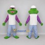 Custom Green and Purple Frog in Casual Clothes Mascot Costume Adult Full Body Suit for School Events