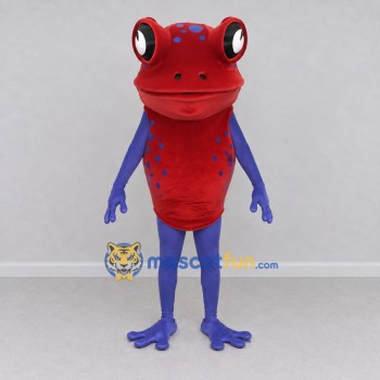Custom Red and Purple Spotted Frog Character Mascot Costume Adult Full Body Suit for Wildlife Events Custom Red and Purple Spotted Frog Character Mascot Costume Adult Full Body Suit for Wildlife Events