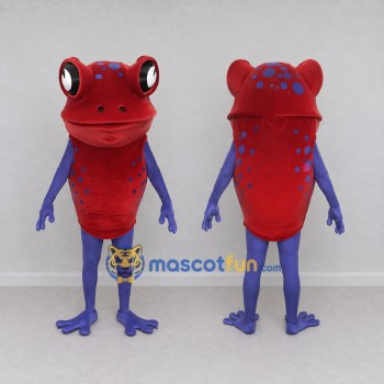 Custom Red and Purple Spotted Frog Character Mascot Costume Adult Full Body Suit for Wildlife Events