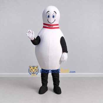 Custom White and Red Bowling Pin Character Mascot Costume Adult Full Body Suit for Sports Events Custom White and Red Bowling Pin Character Mascot Costume Adult Full Body Suit for Sports Events