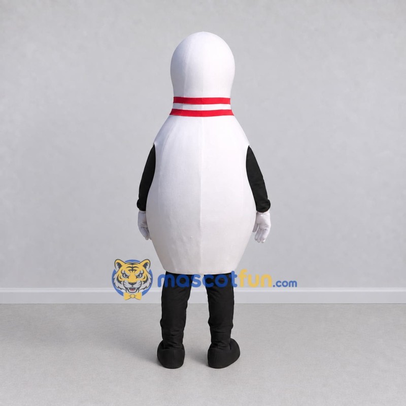 Custom White and Red Bowling Pin Character Mascot Costume Adult Full Body Suit for Sports Events Custom White and Red Bowling Pin Character Mascot Costume Adult Full Body Suit for Sports Events