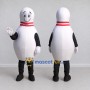 Custom White and Red Bowling Pin Character Mascot Costume Adult Full Body Suit for Sports Events