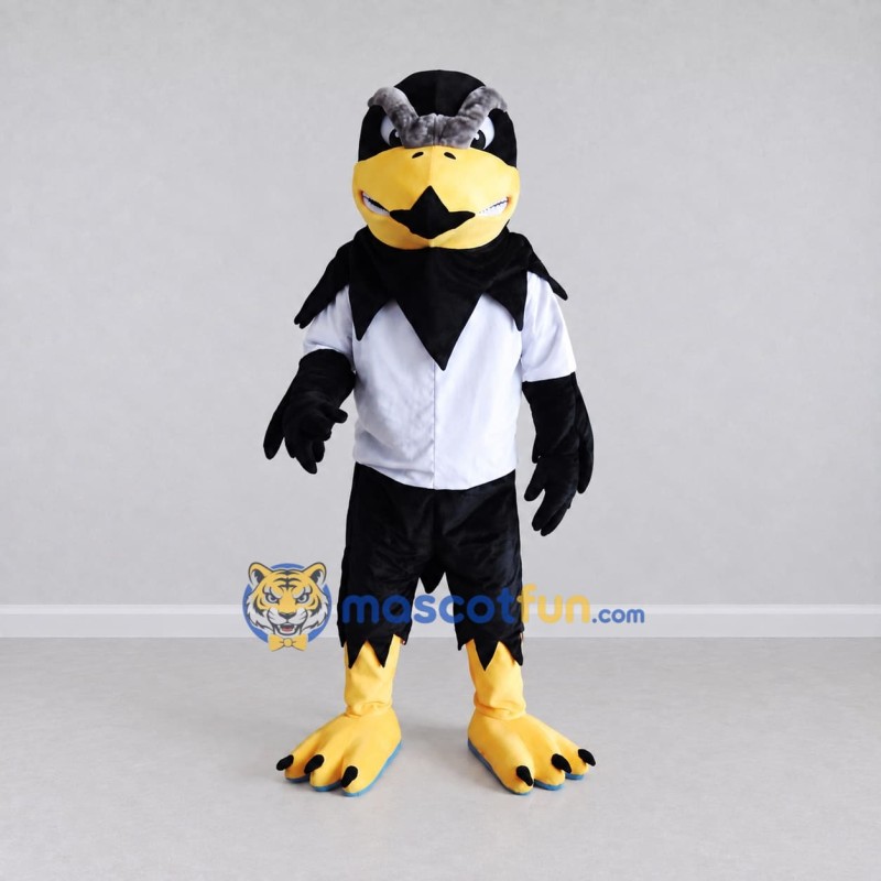 Custom Black and White Eagle Character in Sportswear Mascot Costume Adult Full Body Suit for Sports Events Custom Black and White Eagle Character in Sportswear Mascot Costume Adult Full Body Suit for Sports Events