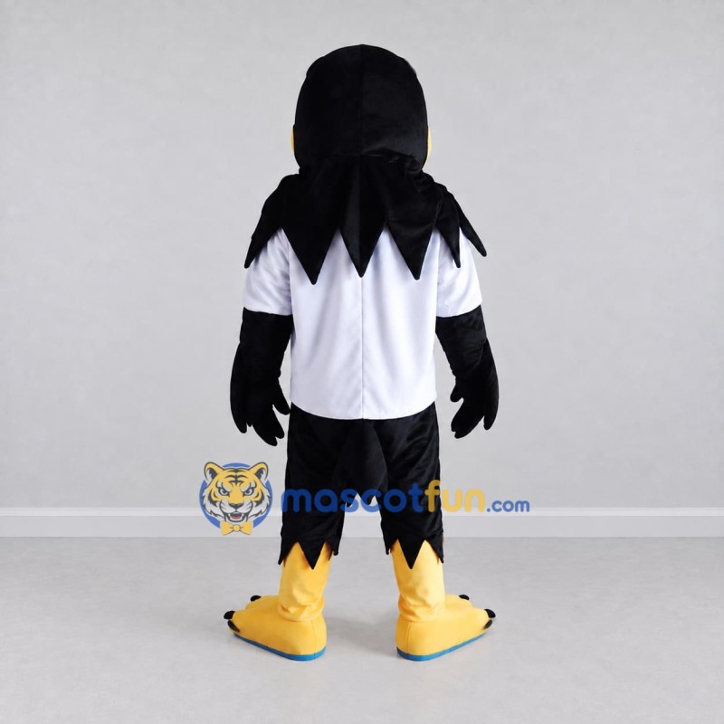 Custom Black and White Eagle Character in Sportswear Mascot Costume Adult Full Body Suit for Sports Events Custom Black and White Eagle Character in Sportswear Mascot Costume Adult Full Body Suit for Sports Events