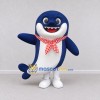 Custom Blue and White Shark Character with a Scarf Mascot Costume Adult Full Body Suit for Ocean Events Custom Blue and White Shark Character with a Scarf Mascot Costume Adult Full Body Suit for Ocean Events