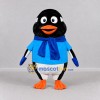 Custom Black and Blue Penguin in a Shirt and Scarf Mascot Costume Adult Full Body Suit for Winter Events Custom Black and Blue Penguin in a Shirt and Scarf Mascot Costume Adult Full Body Suit for Winter Events