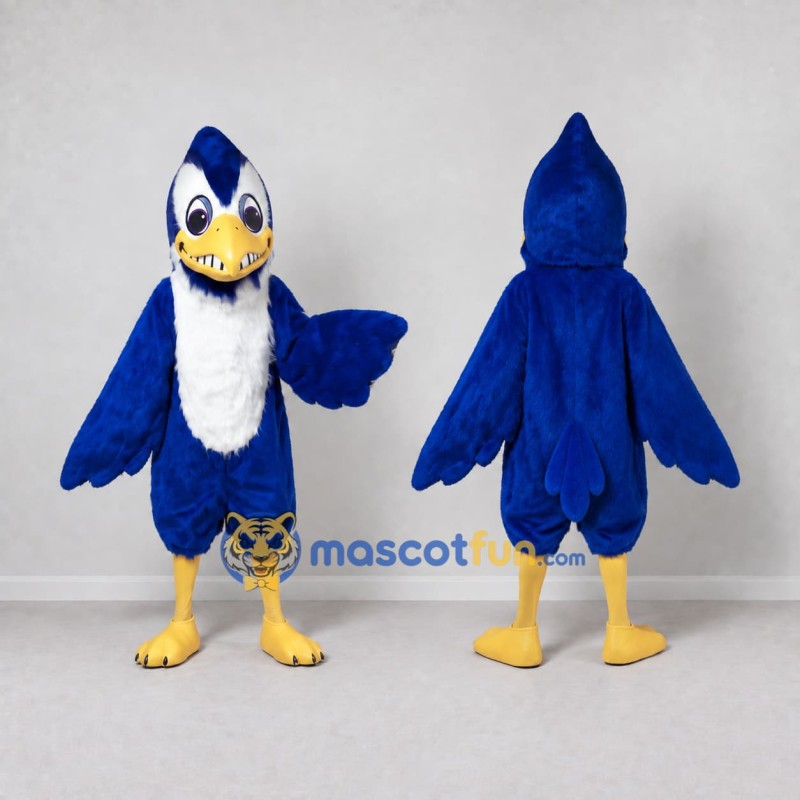 Custom Blue and White Toothy Bird Character Mascot Costume Adult Full Body Suit for Theme Parties Custom Blue and White Toothy Bird Character Mascot Costume Adult Full Body Suit for Theme Parties